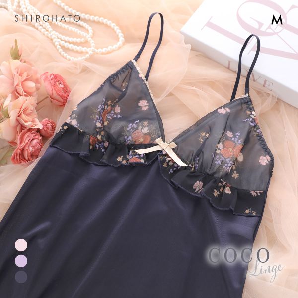 ココランジェ レトロフラワードレス ランジェリー スリップ 75cm丈 COCO Linge