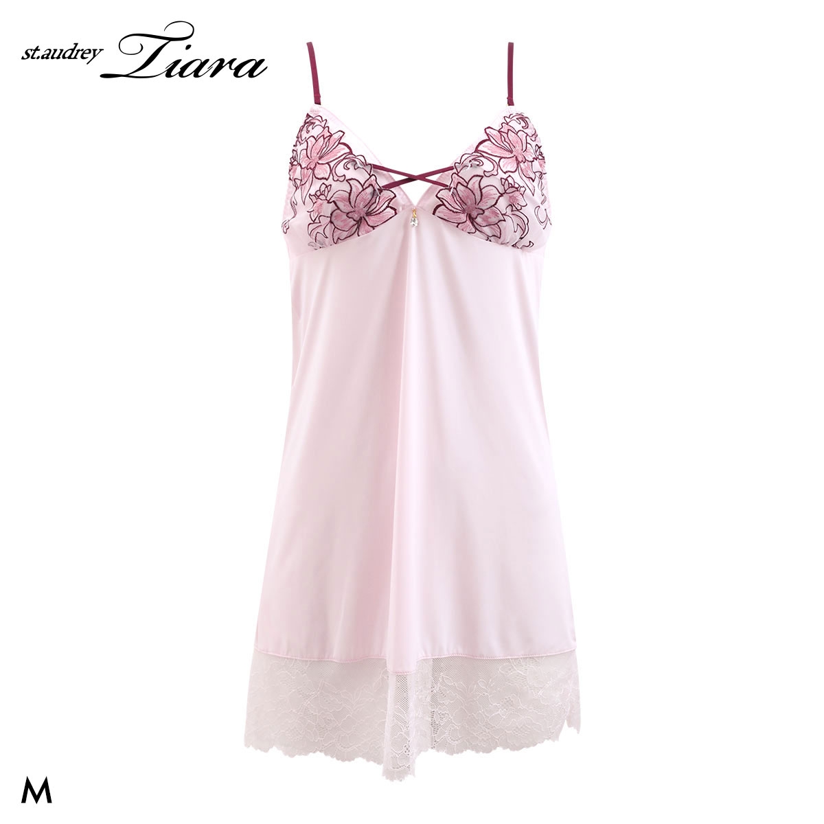 セントオードリー ティアラ グラマラスフラワーコード スリップ ロングキャミソール St.Audrey tiara(PI-ピンク-M-75)