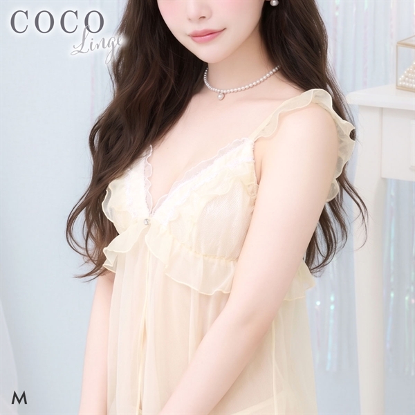 ココランジェ マーメイドジュエル スリップ ベビードール ロングキャミソール 75cm ランジェリー COCO Linge
