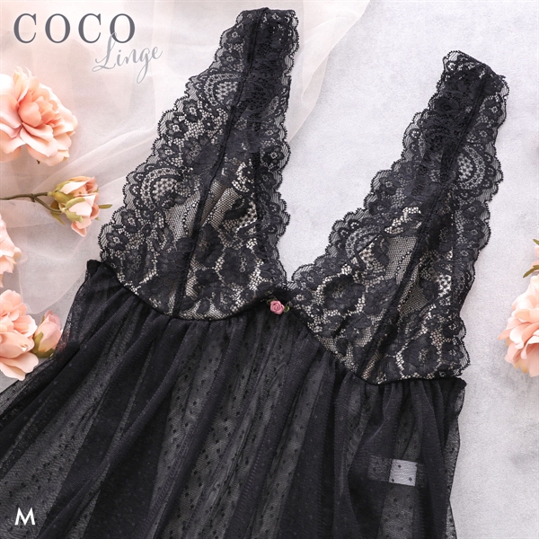 ココランジェ ローズクチュール スリップ ベビードール ロングキャミソール 75cm ランジェリー COCO Linge