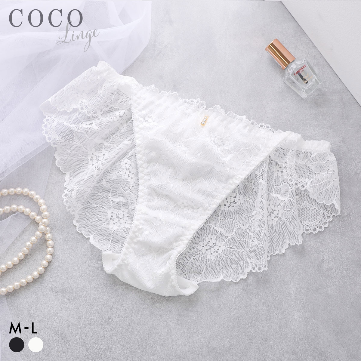 ココランジェ レーシィ カシュクール ペア 総レース ショーツ COCO Linge(OW-オフホワイト-M)