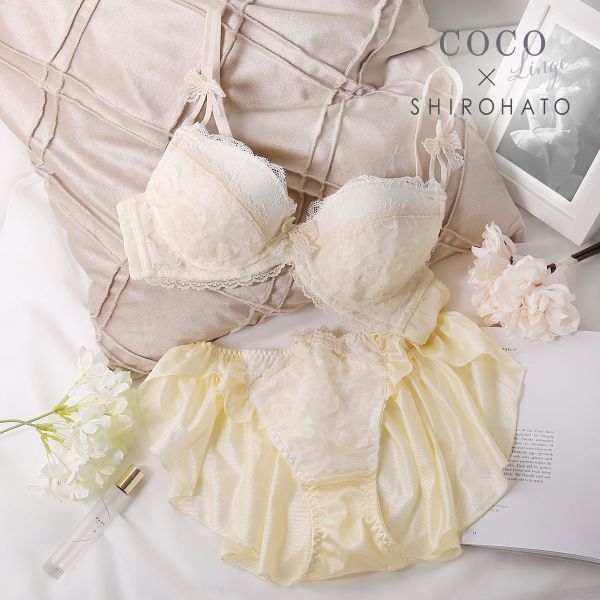 ココランジェ COCO Linge もこもこブロッサム ブラジャー ショーツ セット SHIROHATO別注 谷間 大きいサイズ