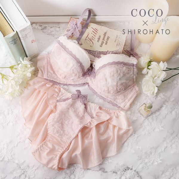 ココランジェ COCO Linge もこもこブロッサム ブラジャー ショーツ セット SHIROHATO別注 谷間 大きいサイズ