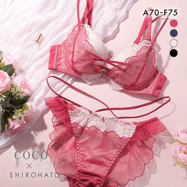 ココランジェ COCO Linge セクシーローズ ブラジャー ショーツ セット SHIROHATO別注 谷間 バックレース