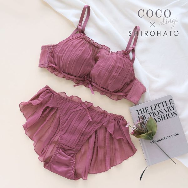 ココランジェ COCO Linge フラッフィシフォン ブラジャー フレア ショーツ セット SHIROHATO 別注 大きいサイズ