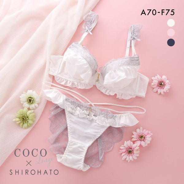 ココランジェ COCO Linge フローラサテン ブラジャー ショーツ セット SHIROHATO別注 谷間 バックレース ストリング