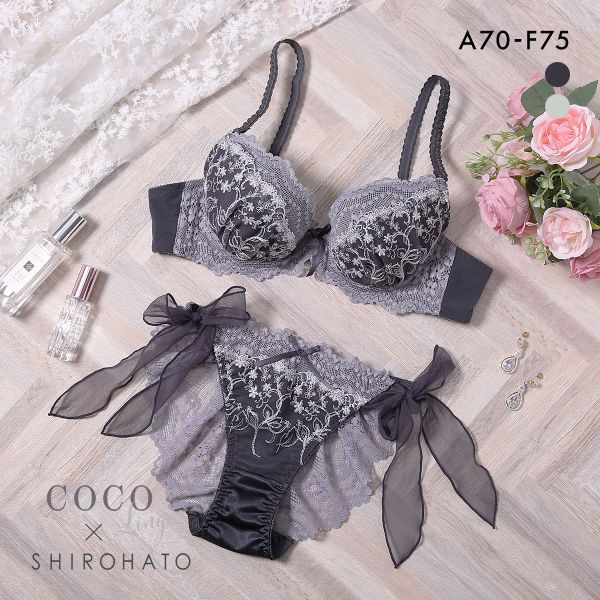 40%OFF ココランジェ ミルキーソフトフラワー ブラジャー サイドリボン ショーツ セット 総レース SHIROHATO別注 バックレース COCO Linge 40%OFF ココランジェ ミルキーソフトフラワー ブラジャー サイドリボン ショーツ セット 総レース SHIROHATO別注 バックレース COCO Linge