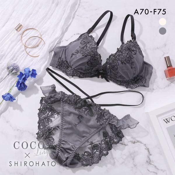 10%OFF ココランジェ ピオニーフルール ブラジャー ショーツ セット SHIROHATO別注 谷間 バックレース ストリング COCO Linge 10%OFF ココランジェ ピオニーフルール ブラジャー ショーツ セット SHIROHATO別注 谷間 バックレース ストリング COCO Linge