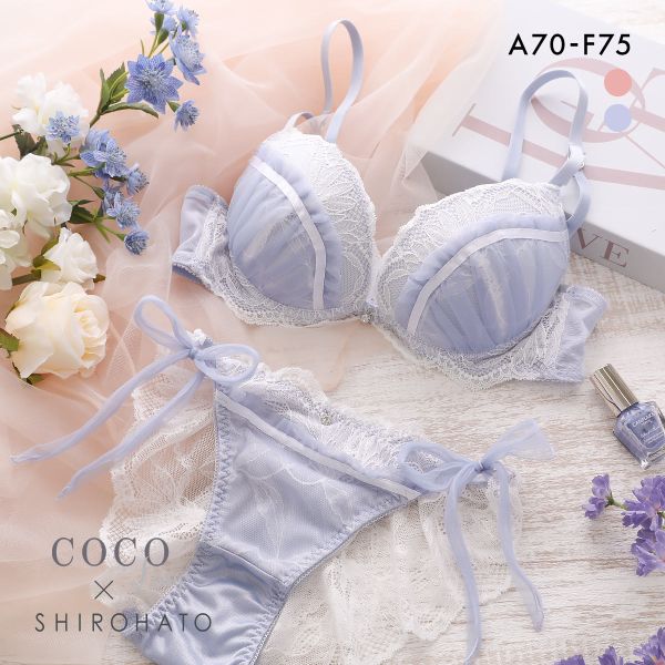 ココランジェ グラマラスミニョンヌ ブラジャー ショーツ セット バックレース サイドリボン COCO Linge 大きいサイズ