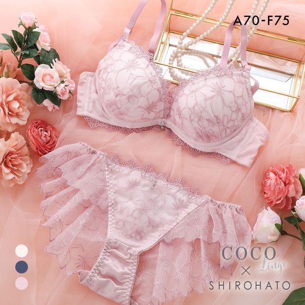 ココランジェ エクランフルール ブラジャー フレア ショーツ セット SHIROHATO 別注 COCO Linge 大きいサイズ