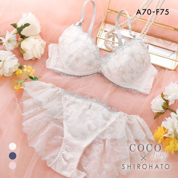 ココランジェ エクランフルール ブラジャー フレア ショーツ セット SHIROHATO 別注 COCO Linge 大きいサイズ ココランジェ エクランフルール ブラジャー フレア ショーツ セット SHIROHATO 別注 COCO Linge 大きいサイズ
