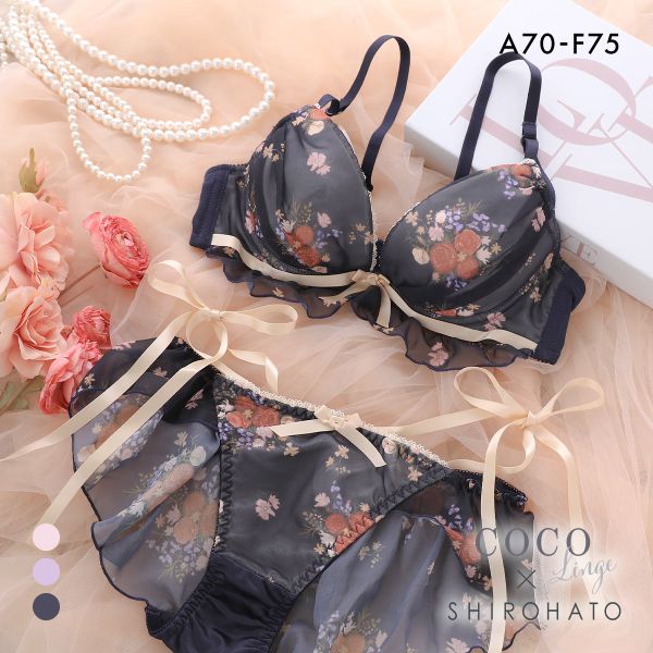 ココランジェ レトロフラワードレス ブラジャー ショーツ セット フレアショーツ COCO Linge 大きいサイズ