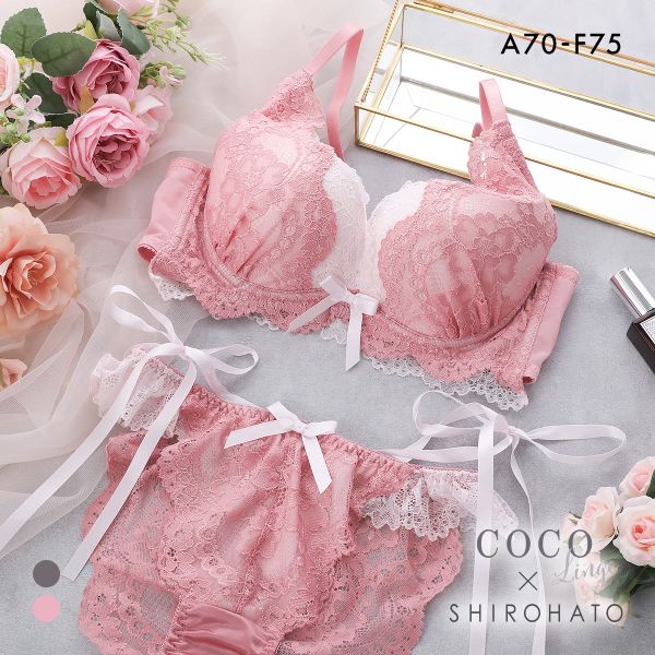 ココランジェ レイヤークルールレース ショーツ セット モールド 脇高 脇肉 バックレース サイドリボン SHIROHATO別注 大きいサイズ