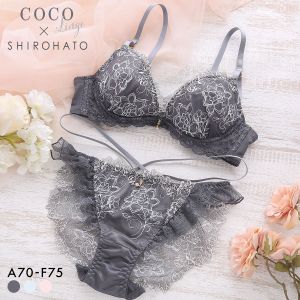 ココランジェ クラリティパール ブラジャー ショーツ セット SHIROHATO別注 谷間 バックレース ストリング COCO Linge