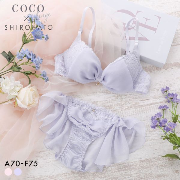 ココランジェ スパークルリボン ブラジャー フレア ショーツ セット SHIROHATO 別注 COCO Linge 大きいサイズ