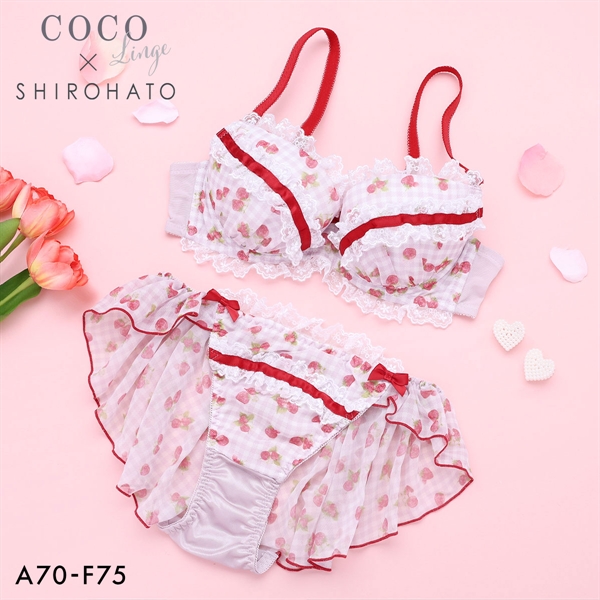 ココランジェ ガーリースウィートストロベリー ブラジャー フレア ショーツ セット SHIROHATO別注 COCO Linge