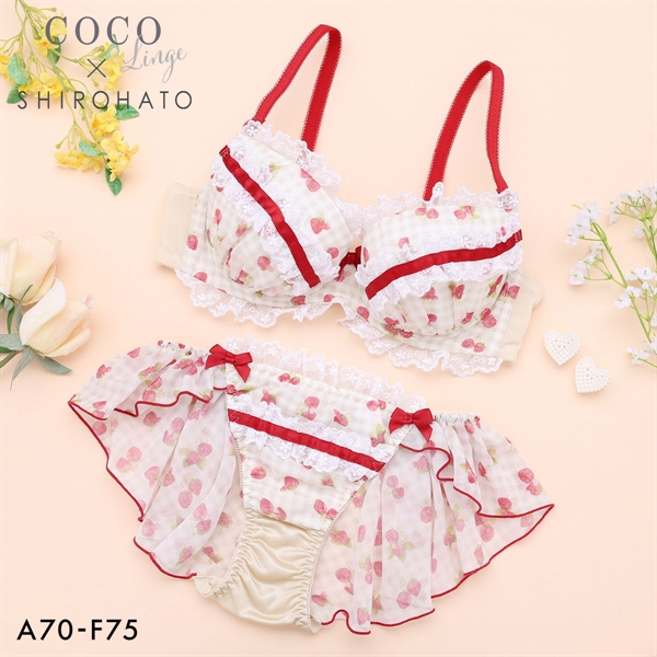 ココランジェ ガーリースウィートストロベリー ブラジャー フレア ショーツ セット SHIROHATO別注 COCO Linge