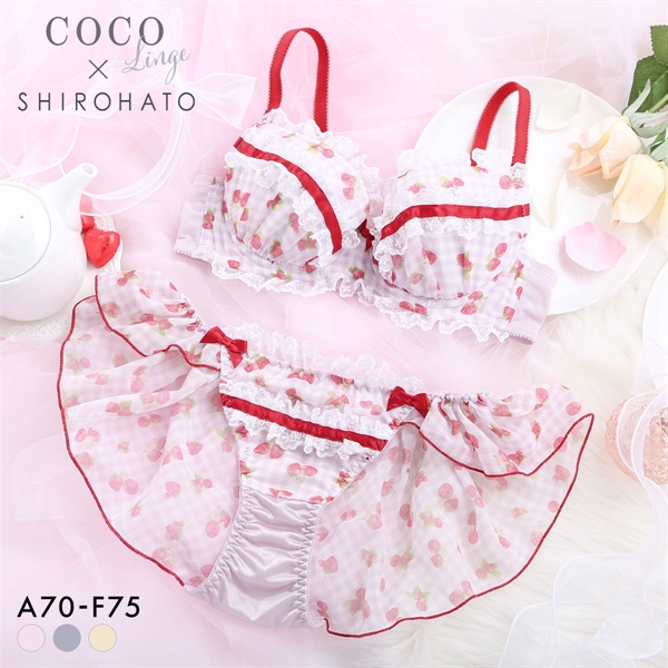 ココランジェ ガーリースウィートストロベリー ブラジャー フレア ショーツ セット SHIROHATO別注 COCO Linge