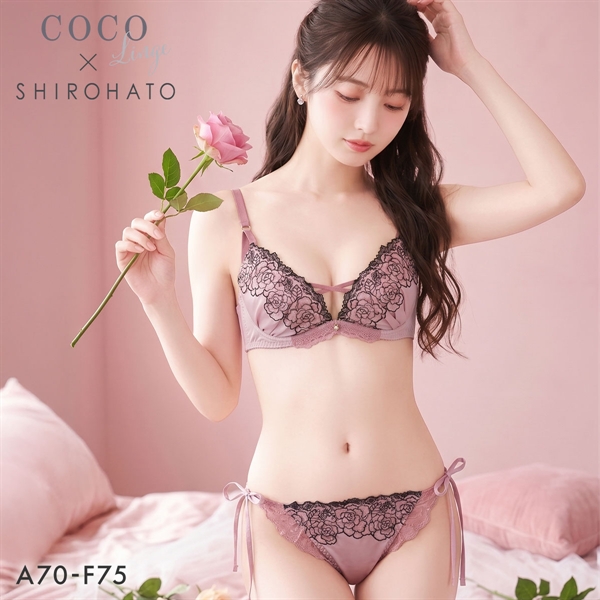 ココランジェ ロージーラメフローラ ブラジャー ショーツ セット SHIROHATO別注 谷間 紐パン バックレース COCO Linge
