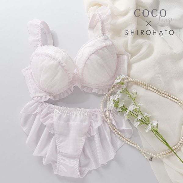 ココランジェ COCO Linge キューティーギンガムチェック グラマーサイズ ブラジャー ショーツ セット フレアショーツ SHIROHATO 別注 GHI