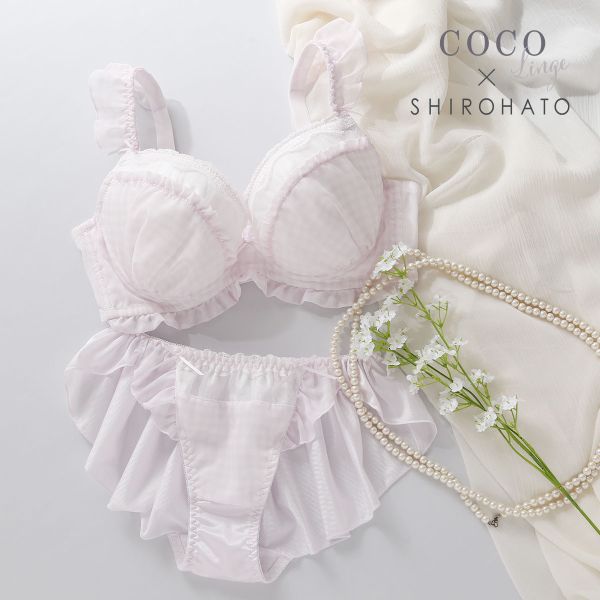 ココランジェ COCO Linge キューティーギンガムチェック グラマーサイズ ブラジャー ショーツ セット フレアショーツ SHIROHATO 別注 GHI