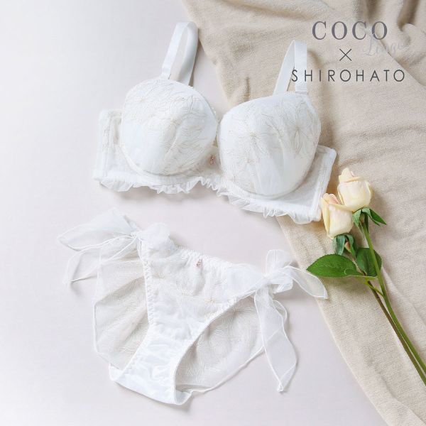 ココランジェ COCO Linge ダズリンフラワー ブラジャー ショーツ セット 総レース SHIROHATO別注 GHI バックレース サイドリボン