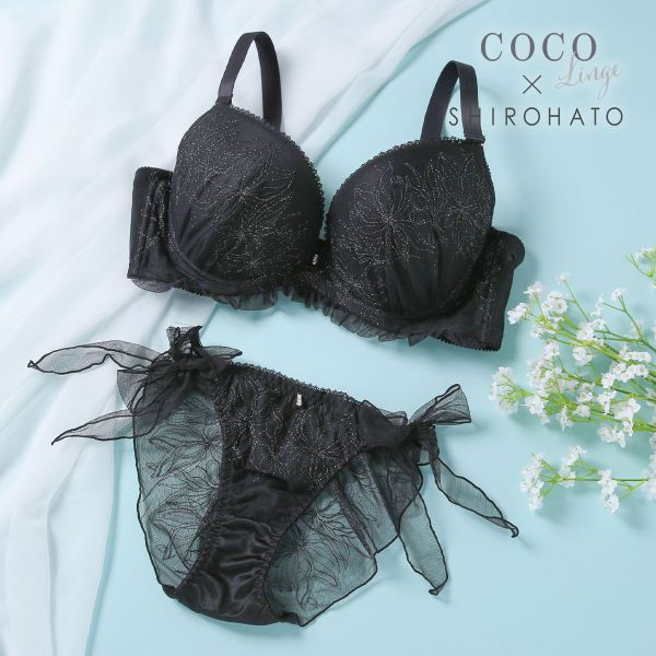 ココランジェ COCO Linge ダズリンフラワー ブラジャー ショーツ セット 総レース SHIROHATO別注 GHI バックレース サイドリボン