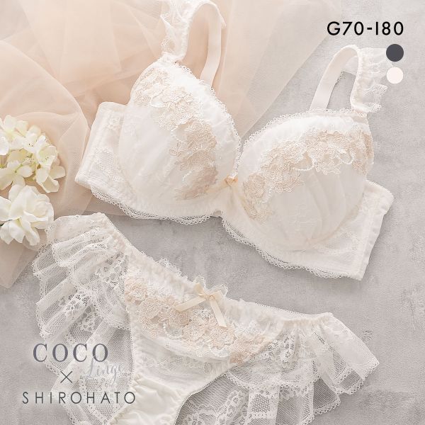 ココランジェ ロイヤルローズドレス ブラジャー ショーツ セット バックレース フレアショーツ SHIROHATO別注 GHI 大きいサイズ COCO Linge