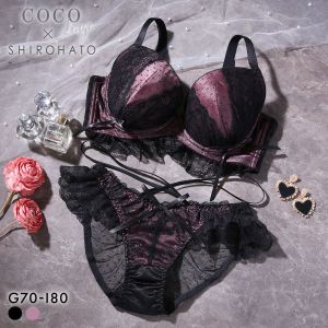 ココランジェ ドッティーティーズ ブラジャー ショーツ セット バックレース ストリング SHIROHATO別注 GHI 大きいサイズ COCO Linge
