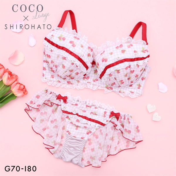 ココランジェ ガーリースウィートストロベリー ブラジャー フレア ショーツ セット 大きいサイズ SHIROHATO別注 GHI COCO Linge