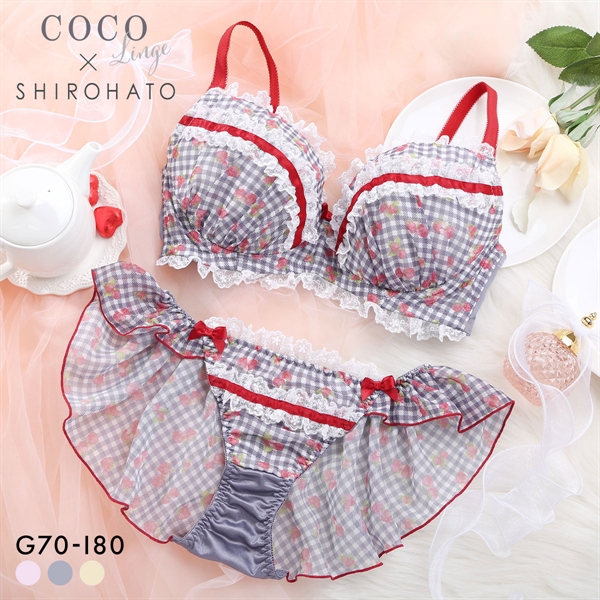ココランジェ ガーリースウィートストロベリー ブラジャー フレア ショーツ セット 大きいサイズ SHIROHATO別注 GHI COCO Linge