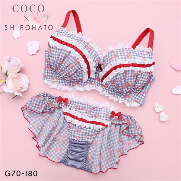 ココランジェ ガーリースウィートストロベリー ブラジャー フレア ショーツ セット 大きいサイズ SHIROHATO別注 GHI COCO Linge