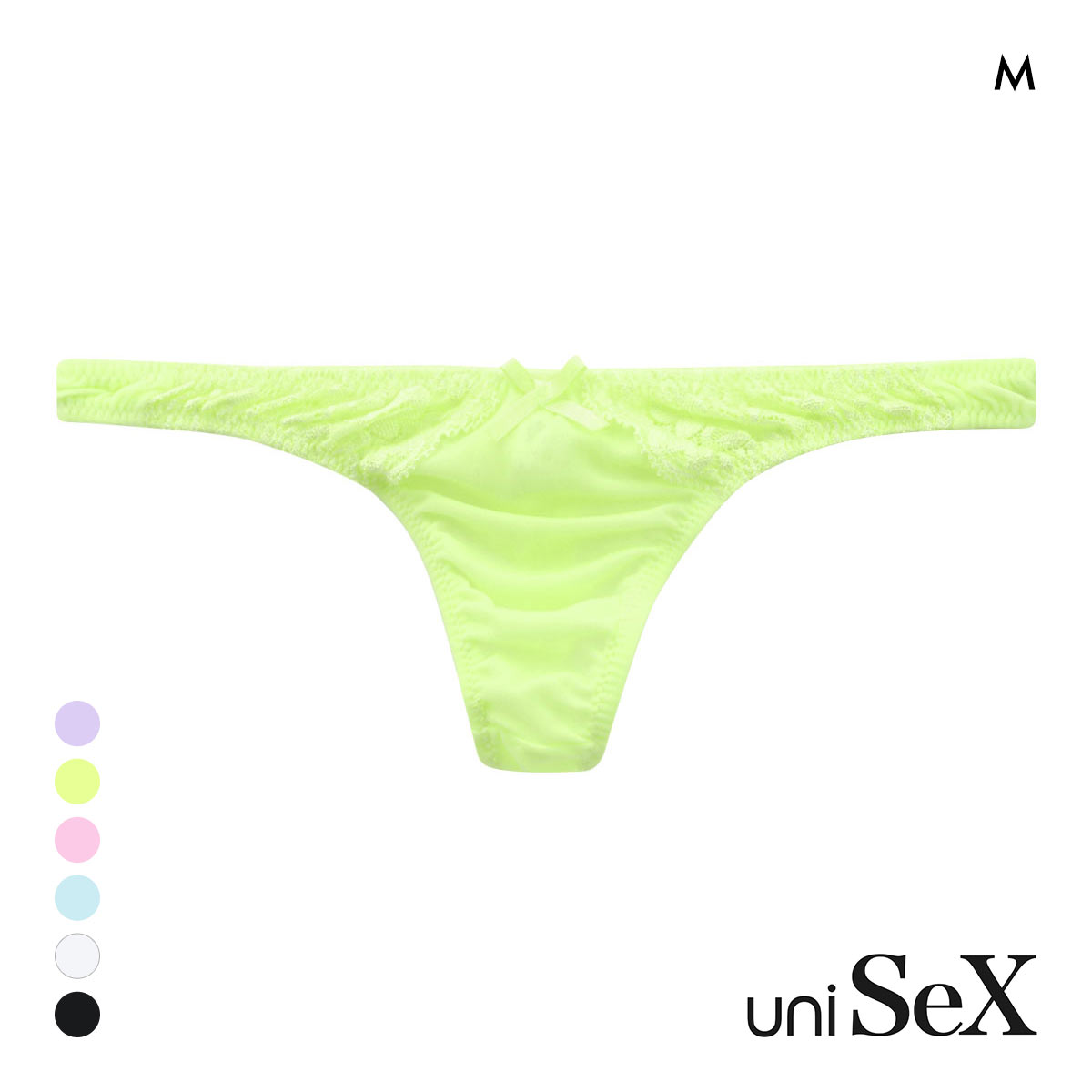 ユニセックス uniSeX NewT2M2 Cute lace Tバック 男女兼用 ジェンダーレス(YE-イエロー-M)