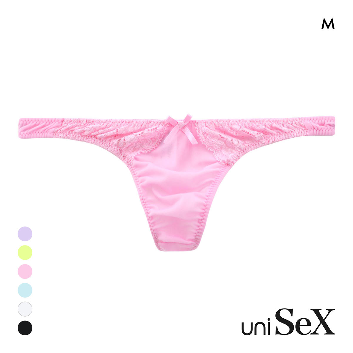 ユニセックス uniSeX NewT2M2 Cute lace Tバック 男女兼用 ジェンダーレス(PI-ピンク-M)
