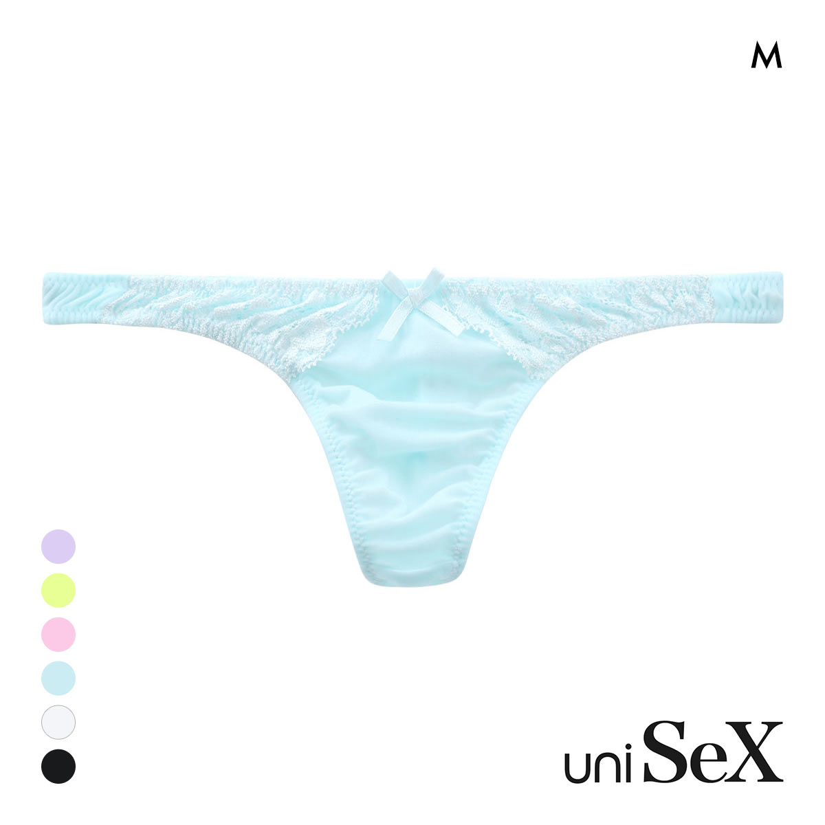ユニセックス uniSeX NewT2M2 Cute lace Tバック 男女兼用 ジェンダーレス(SX-サックス-M)