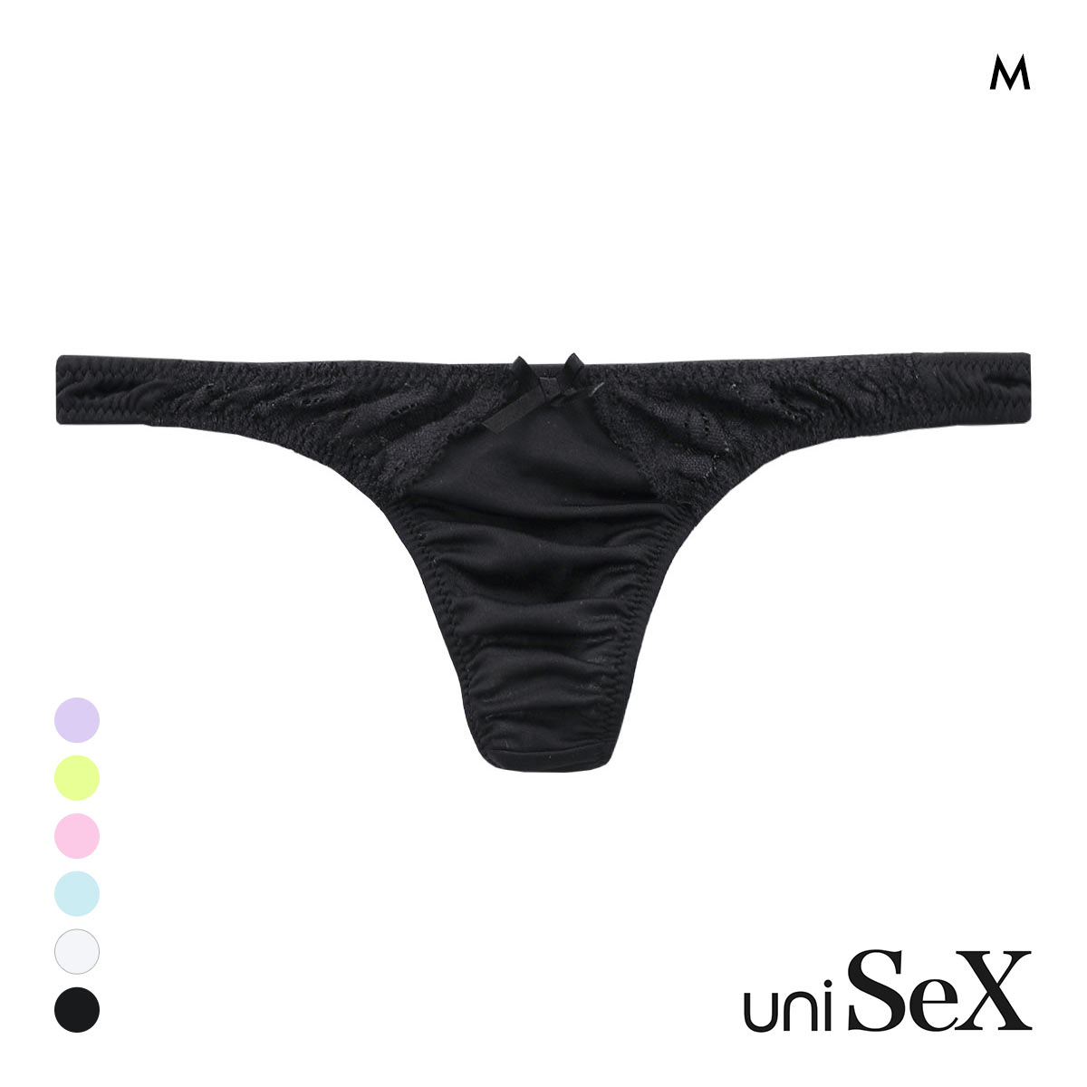 ユニセックス uniSeX NewT2M2 Cute lace Tバック 男女兼用 ジェンダーレス(BK-ブラック-M)