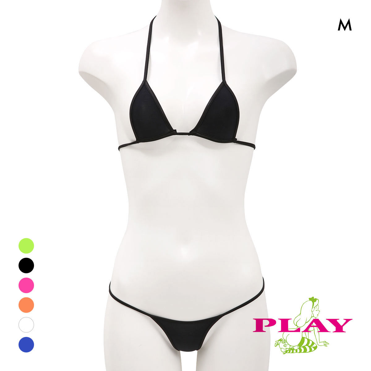 レディース マイクロビキニ PLAY STRIKESKINxWET micro bra ブラセット Tバック M ブラレット セクシー下着(BK-ブラック-M)