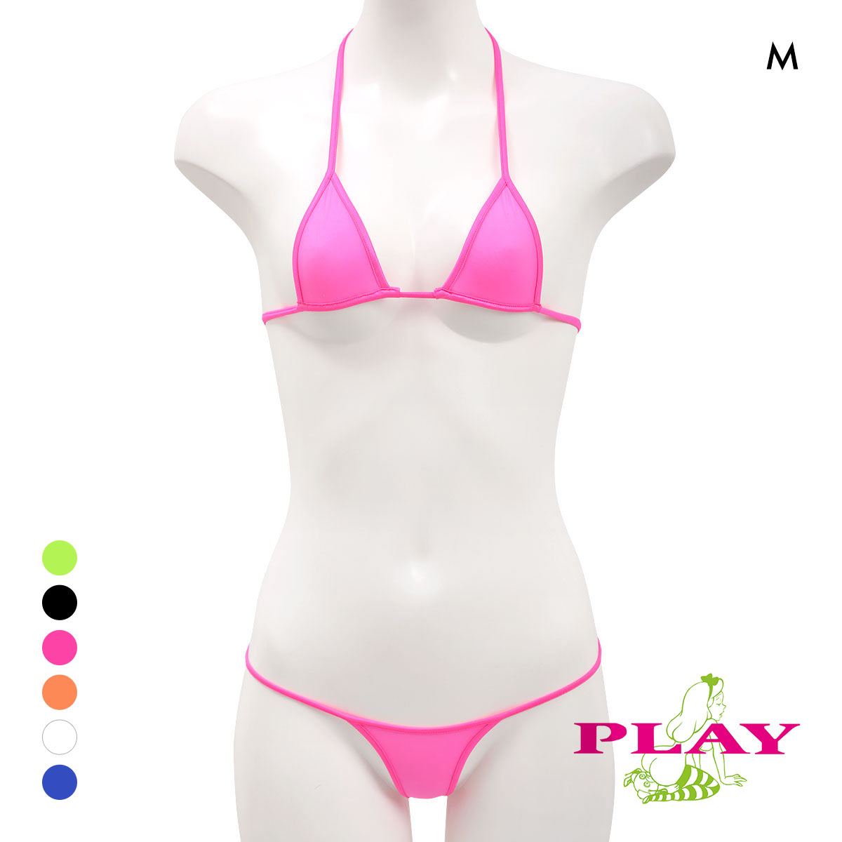 レディース マイクロビキニ PLAY STRIKESKINxWET micro bra ブラセット Tバック M ブラレット セクシー下着(PI-ピンク-M)