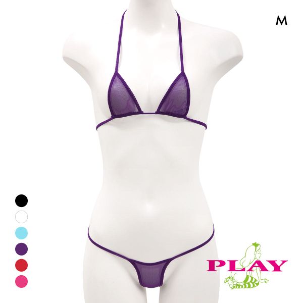 レディース マイクロブラ PLAY Powernet Super micro bikini set Tバック ブラセット M Ladys セクシー下着