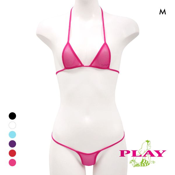 レディース マイクロブラ PLAY Powernet Super micro bikini set Tバック ブラセット M Ladys セクシー下着