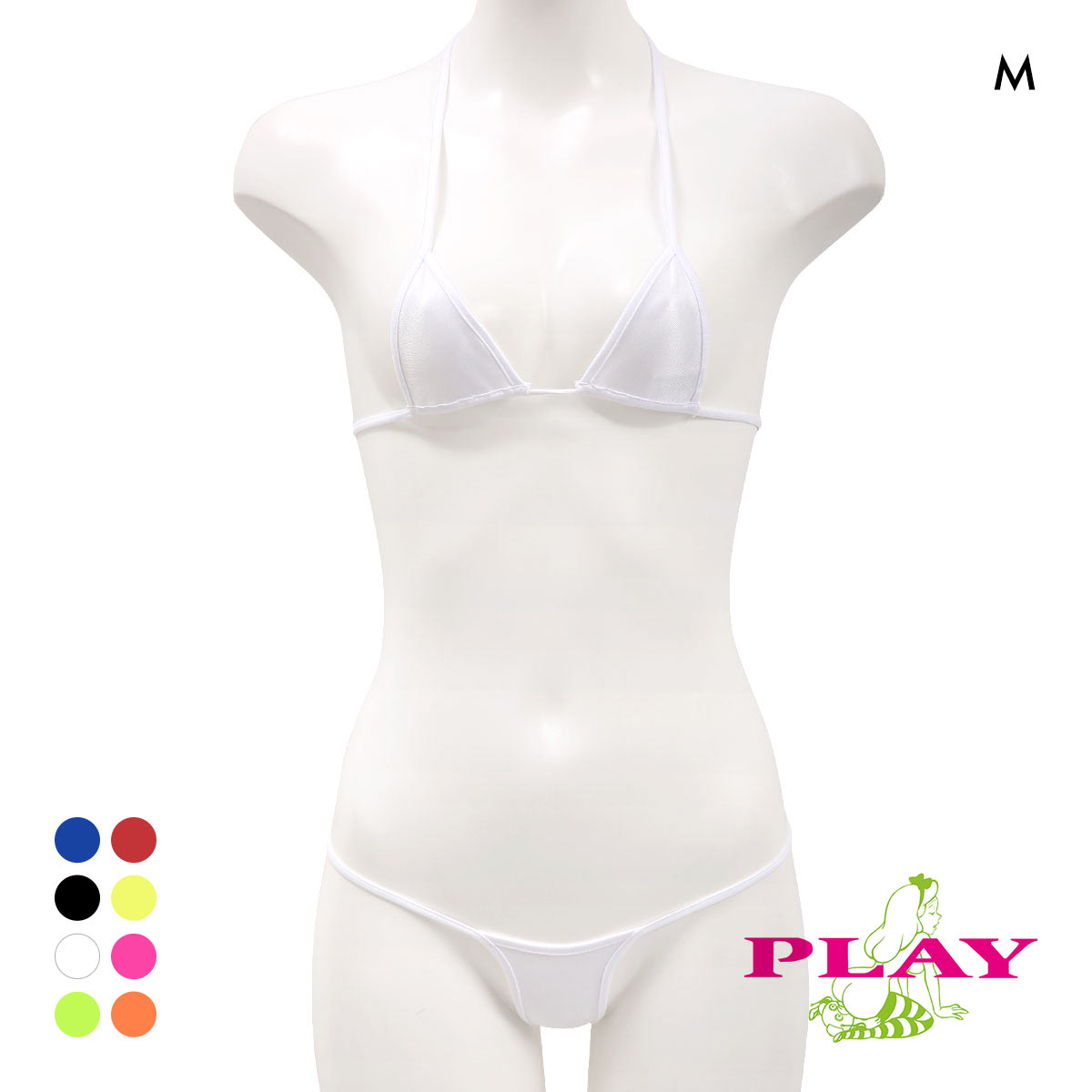 レディース マイクロブラ PLAY WET Super micro bikini set Tバック ブラセット M ブラレット Ladys セクシー下着(WH-ホワイト-M)