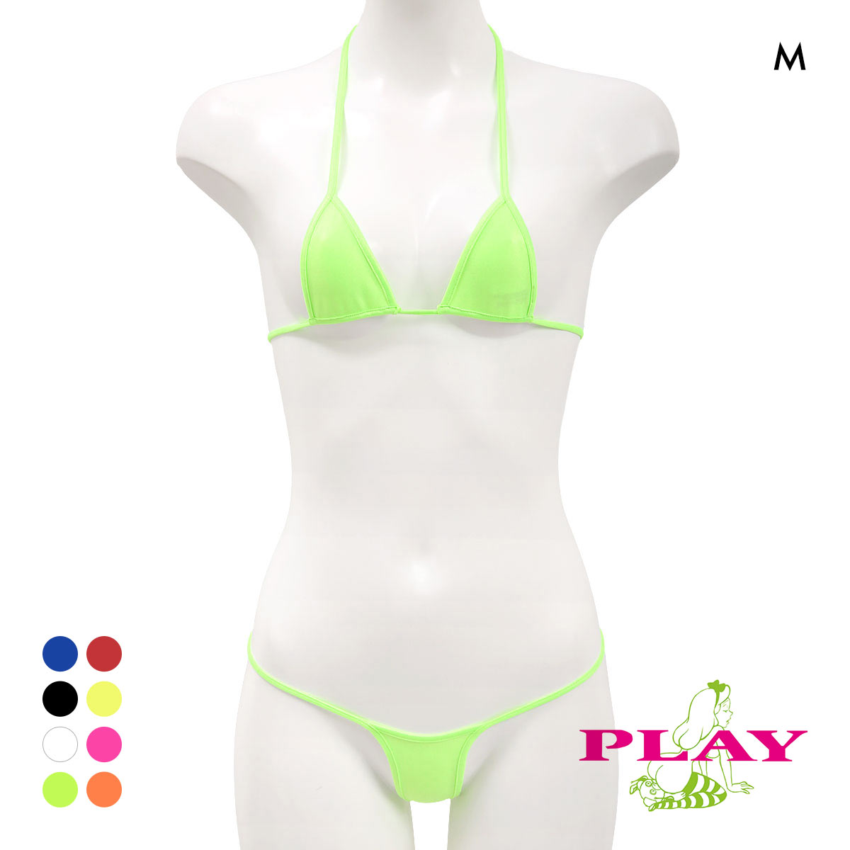レディース マイクロブラ PLAY WET Super micro bikini set Tバック ブラセット M ブラレット Ladys セクシー下着(GR-グリーン-M)