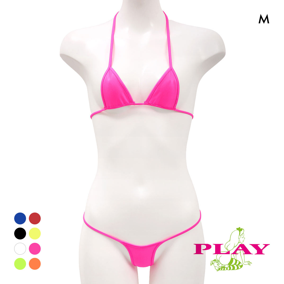 レディース マイクロブラ PLAY WET Super micro bikini set Tバック ブラセット M ブラレット Ladys セクシー下着(PI-ピンク-M)