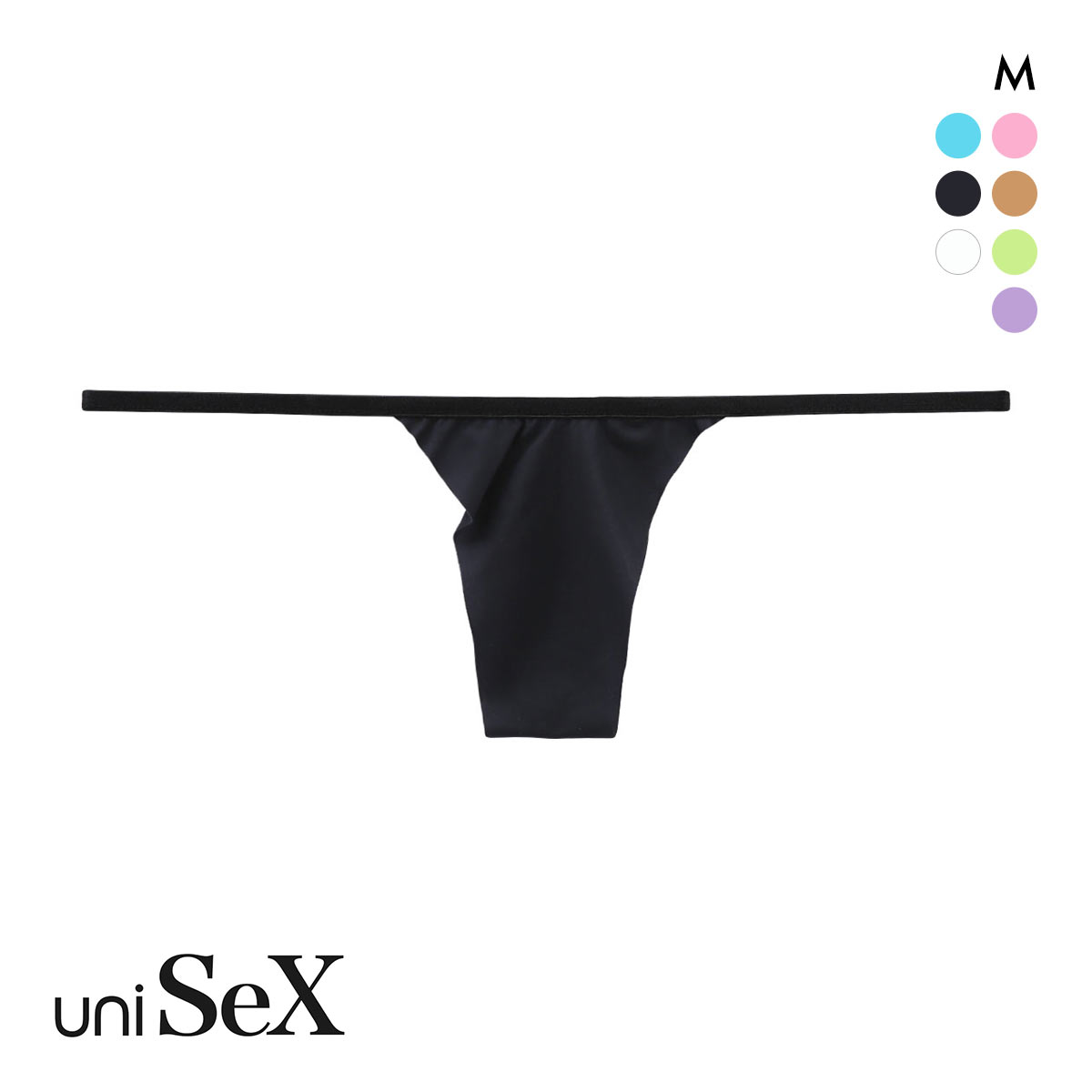 ユニセックス uniSeX GMF ウエストマイクロ 極小 ノンライン Tバック M ビキニ ジェンダーレス ユニセックス 男女兼用 TM(BK-ブラック-M)