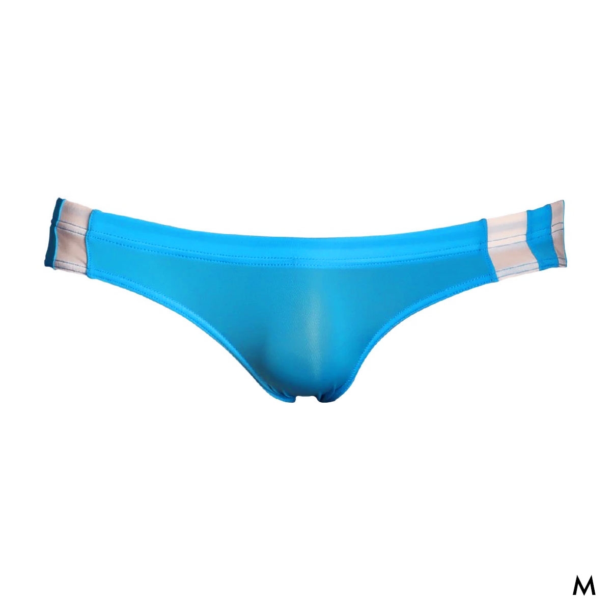 ユニセックス uniSeX STRIKESKIN low-rise LINE入り ブルマ風 FB フルバック ショーツ ジェンダーレス TMコレクション 日本製(SX-サックス-M)