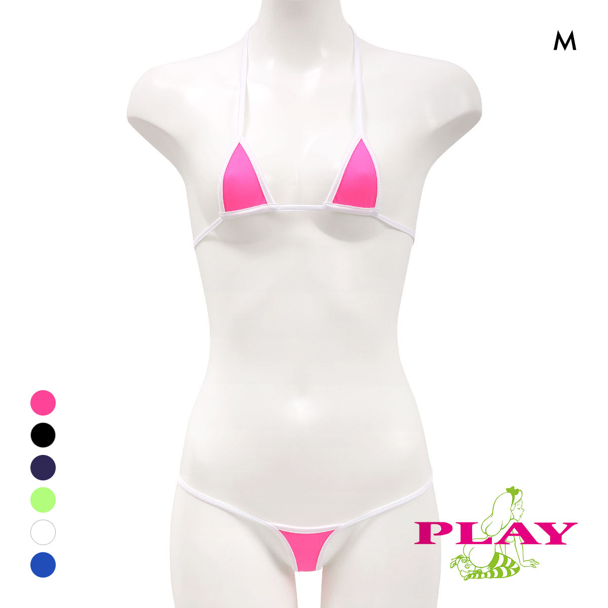 ユニセックス ジェンダーレス マイクロブラ PLAY WET super sexy micro bra set 2tone ブラセット Gストリング Ladys セクシー下着(PI-ピンク-M)