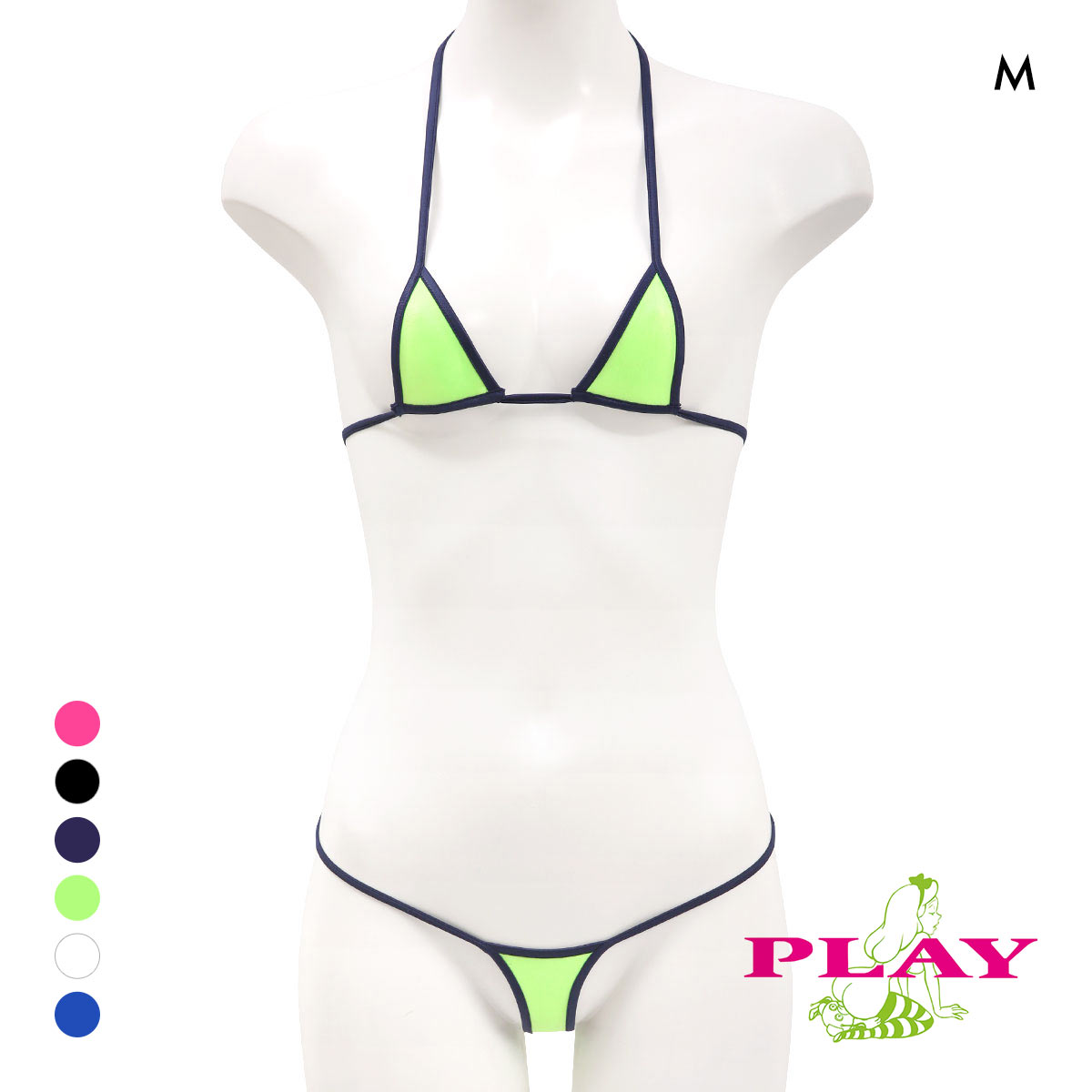 ユニセックス ジェンダーレス マイクロブラ PLAY WET super sexy micro bra set 2tone ブラセット Gストリング Ladys セクシー下着(GR-グリーン-M)