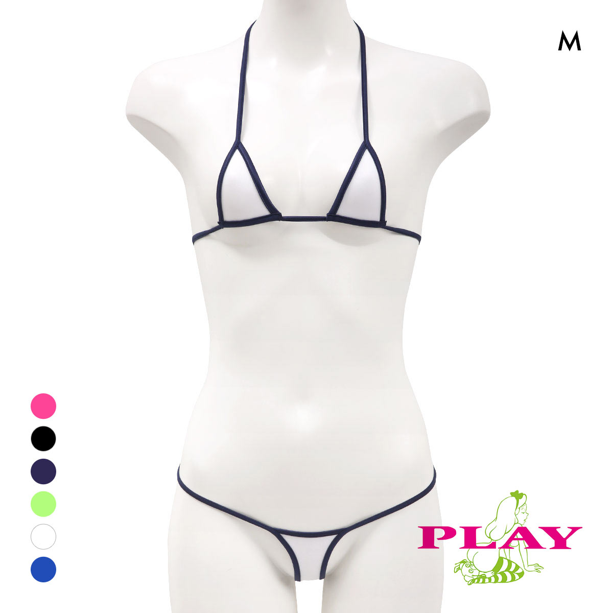 ユニセックス ジェンダーレス マイクロブラ PLAY WET super sexy micro bra set 2tone ブラセット Gストリング Ladys セクシー下着(WH-ホワイト-M)