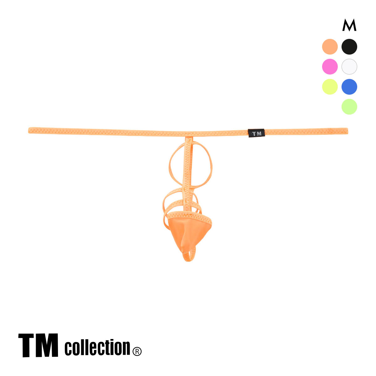 ティーエム コレクション STRIKESKIN 3連コックリング風ポールデコGストリング TM collection New Skin M メンズ(OR-オレンジ-M)