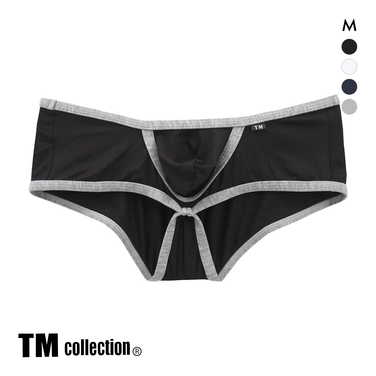 ティーエム コレクション Lyocell カップぷっくり low-rise Boxer ローライズボクサーパンツ M メンズ 前とじ セクシー(BK-ブラック-M)